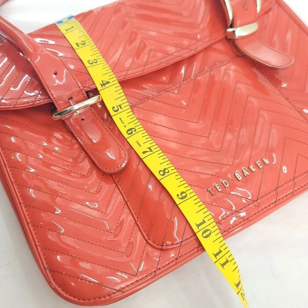 Ted Baker Womens Orange Leather Quilted Inner Dividers Top Handle Satchel Bag